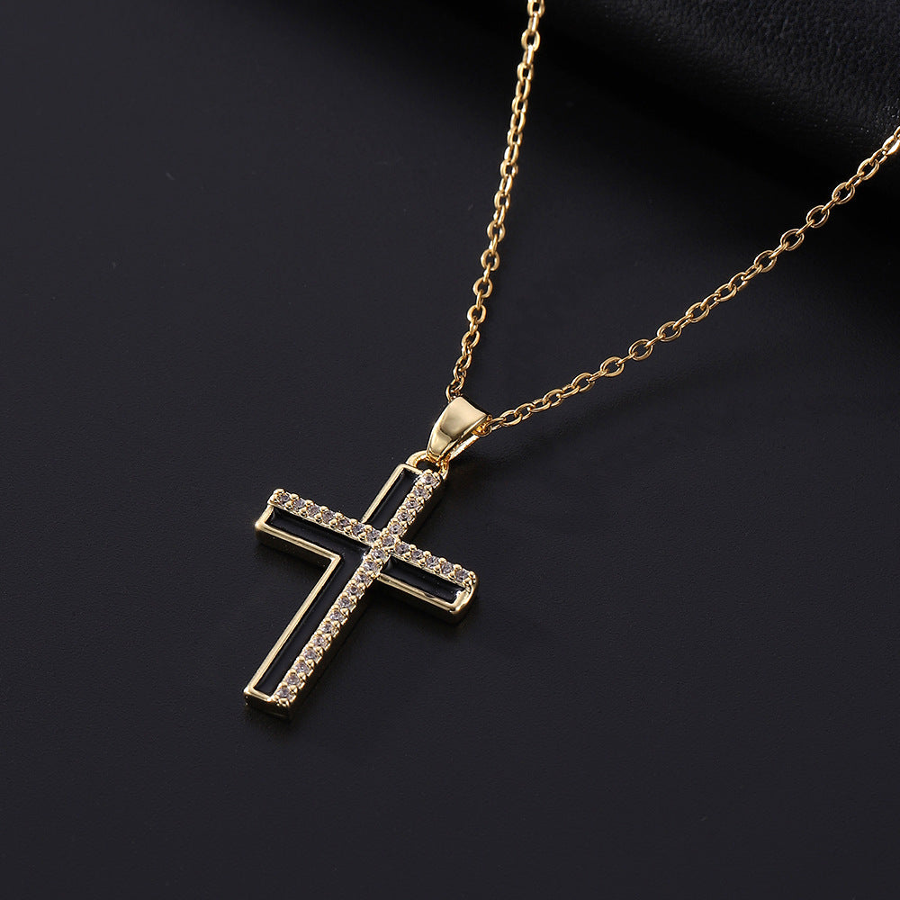 Women's Hip Hop Fashion Cross Oil Dripping Necklaces