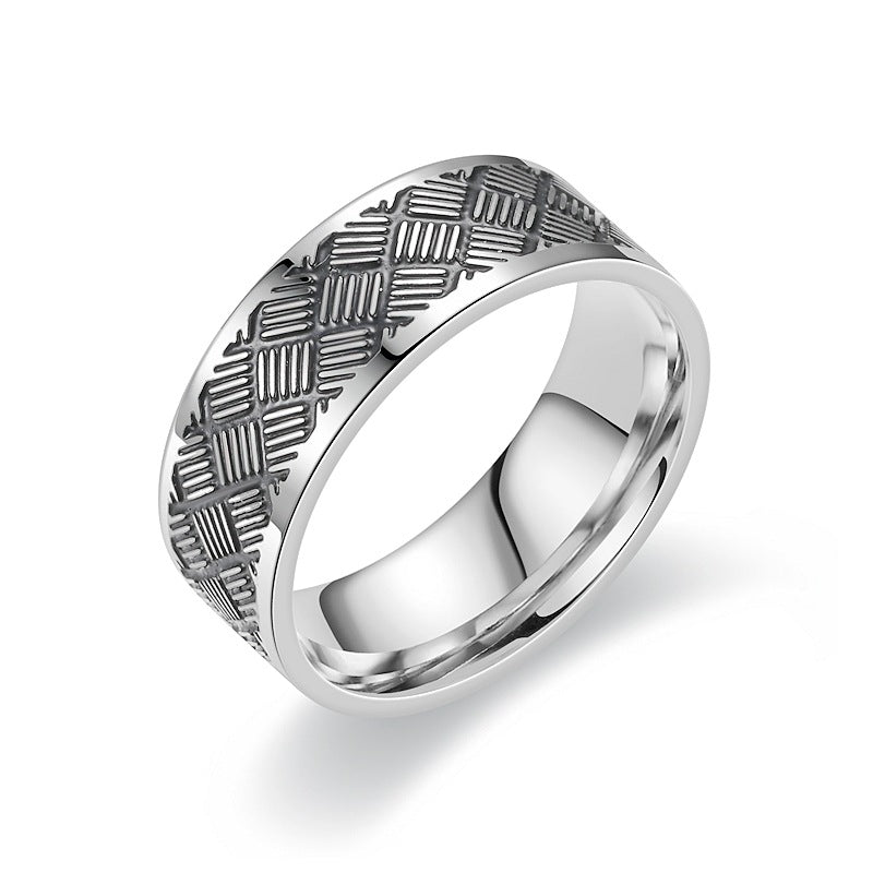 Herren-Titanstahl-Punk-Gothic-Ring mit tibetischer Schrift