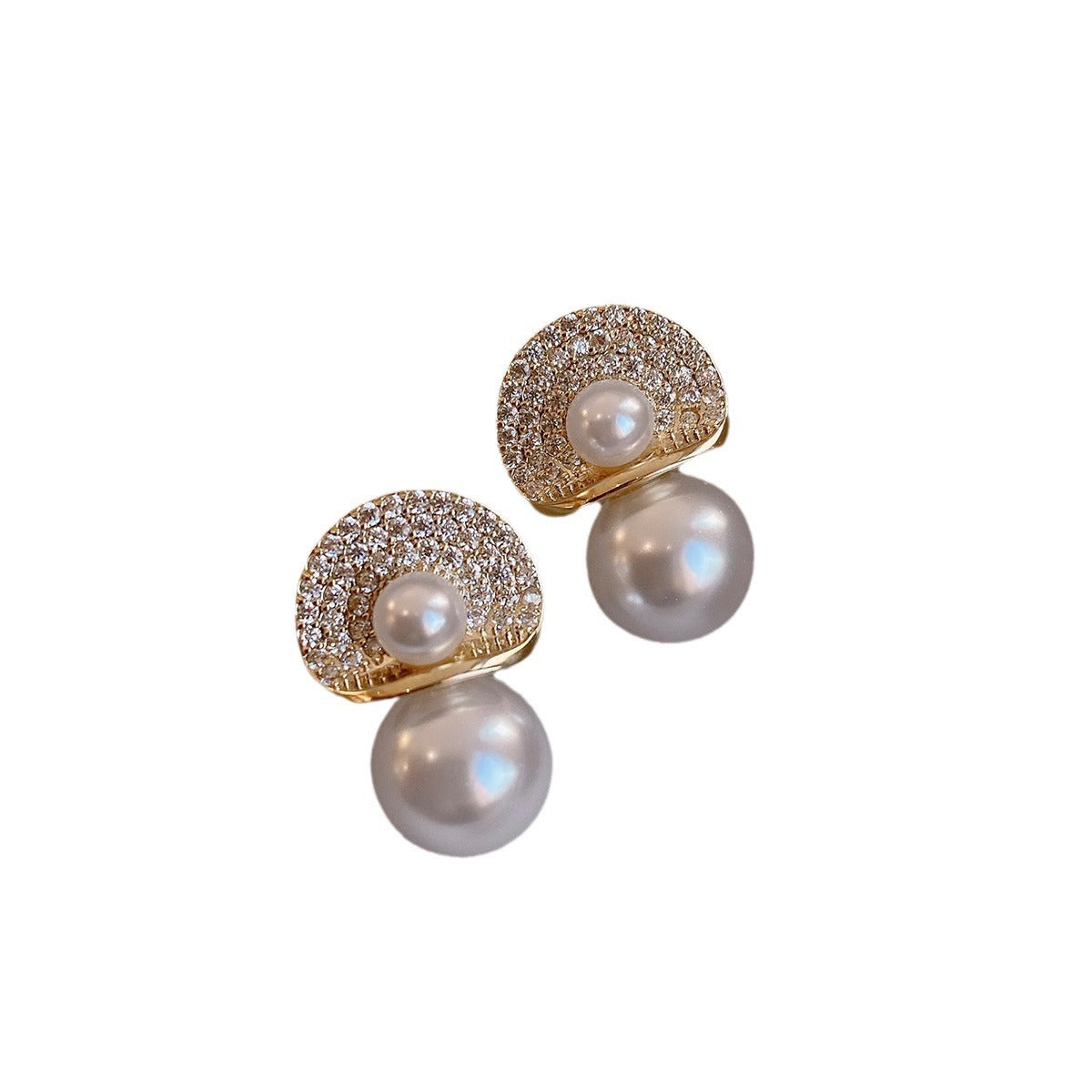Women's Pearl Full Diamond High-grade Trendy Temperamental Earrings