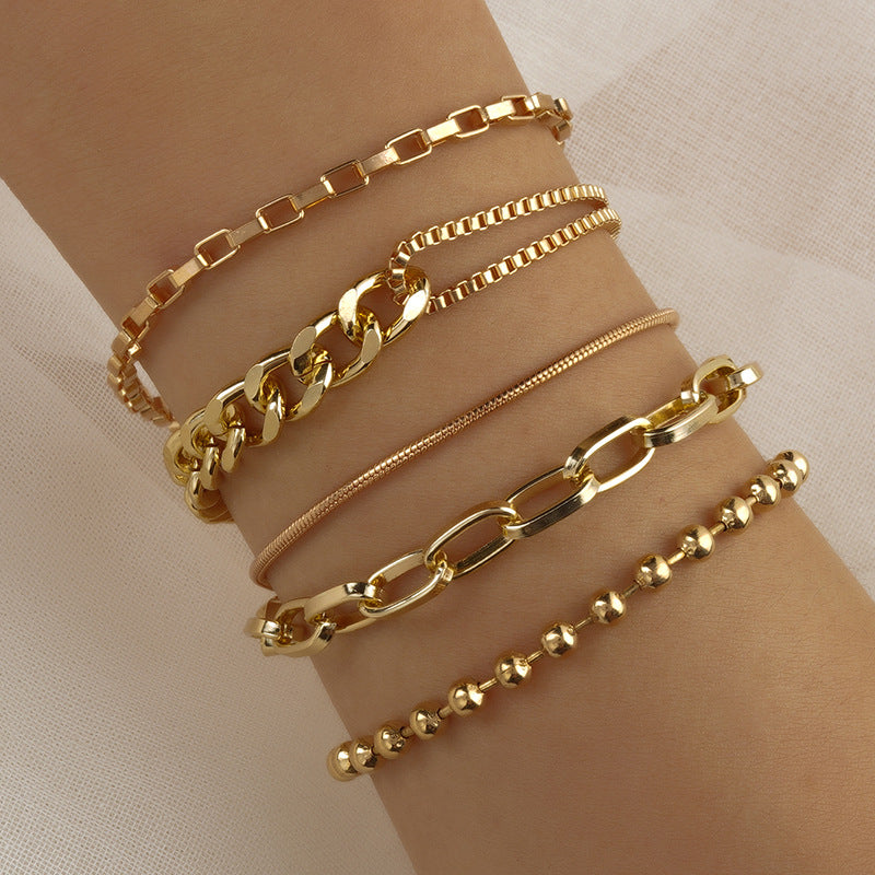 Damen-Style-Match-Sets mit runden Ketten- und Schlangenarmbändern