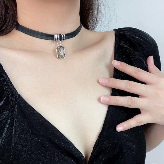 Advanced Design Leather Square Female Simple Necklaces