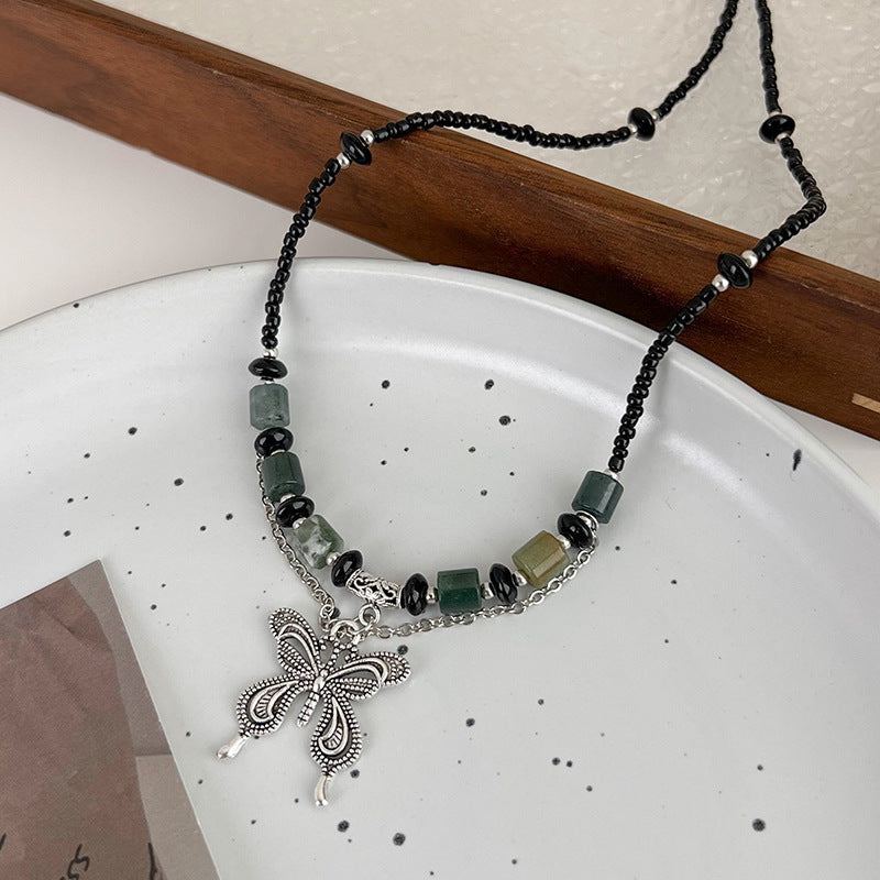 Colliers de clavicule en perles irrégulières simples marron pour femmes