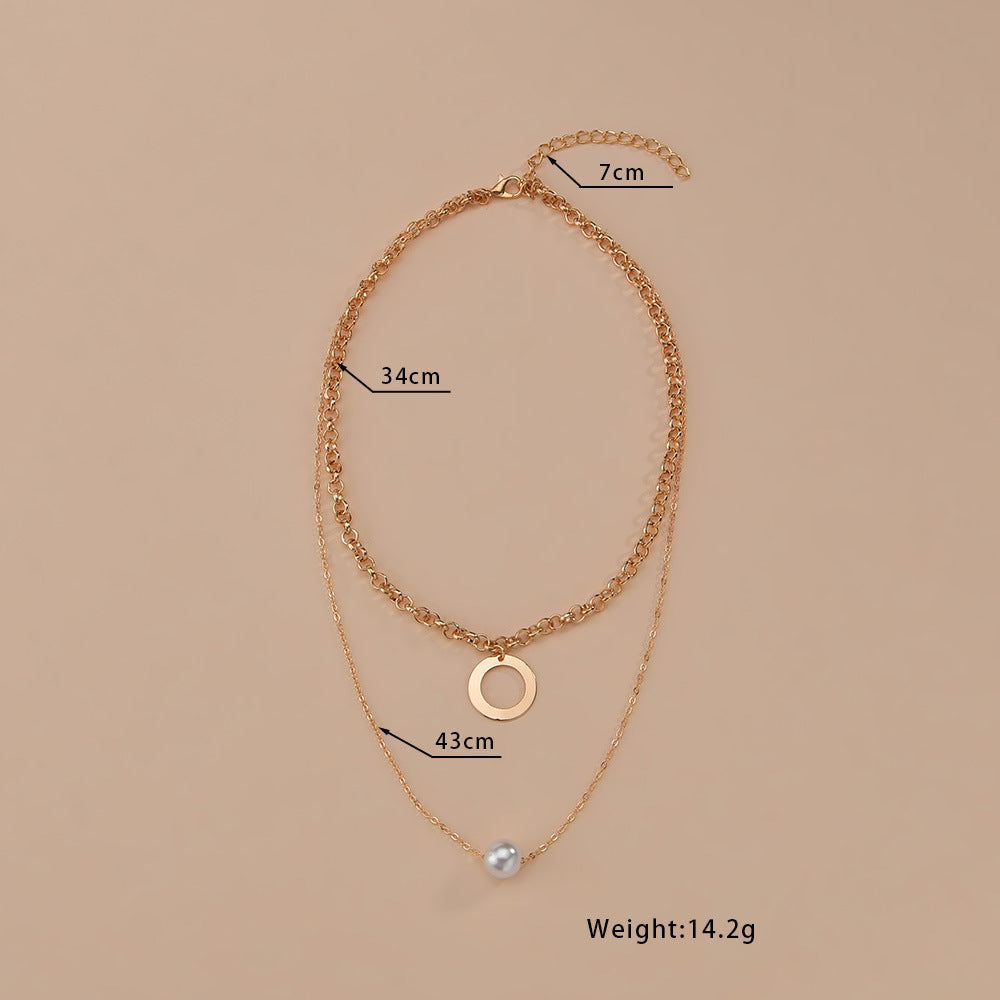 Colliers empilés avec cerceau géométrique et pendentif en perles pour femmes