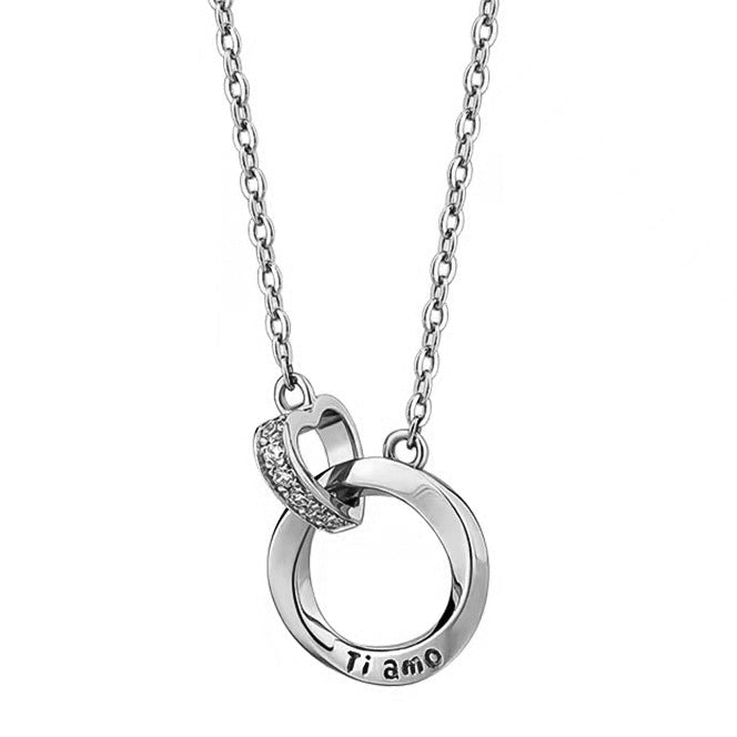 Colliers pour femmes en or rose avec boucle ronde et double diamant incrusté de clavicule courte