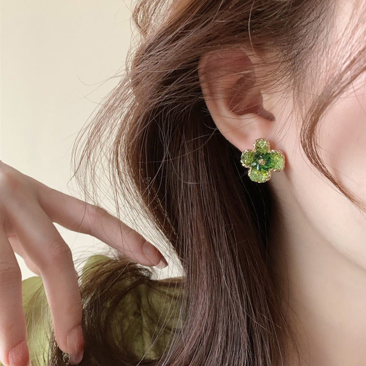 Crystal Flowers Female Niche Retro Personality Earrings