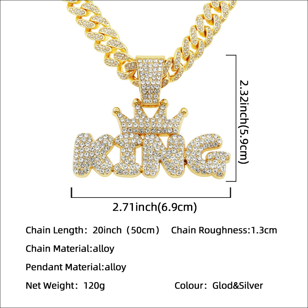 Letter Pendant Male Cuban Link Chain Necklaces