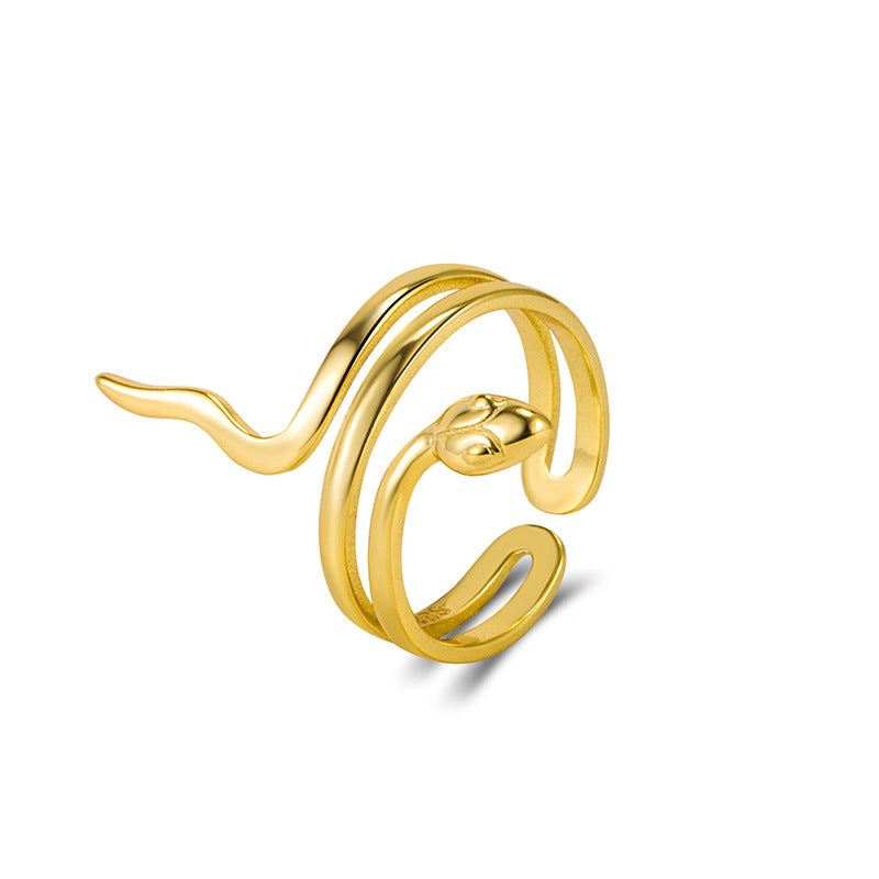 Snakelike Winding Sterling Sier Female Opening Adjustable Rings