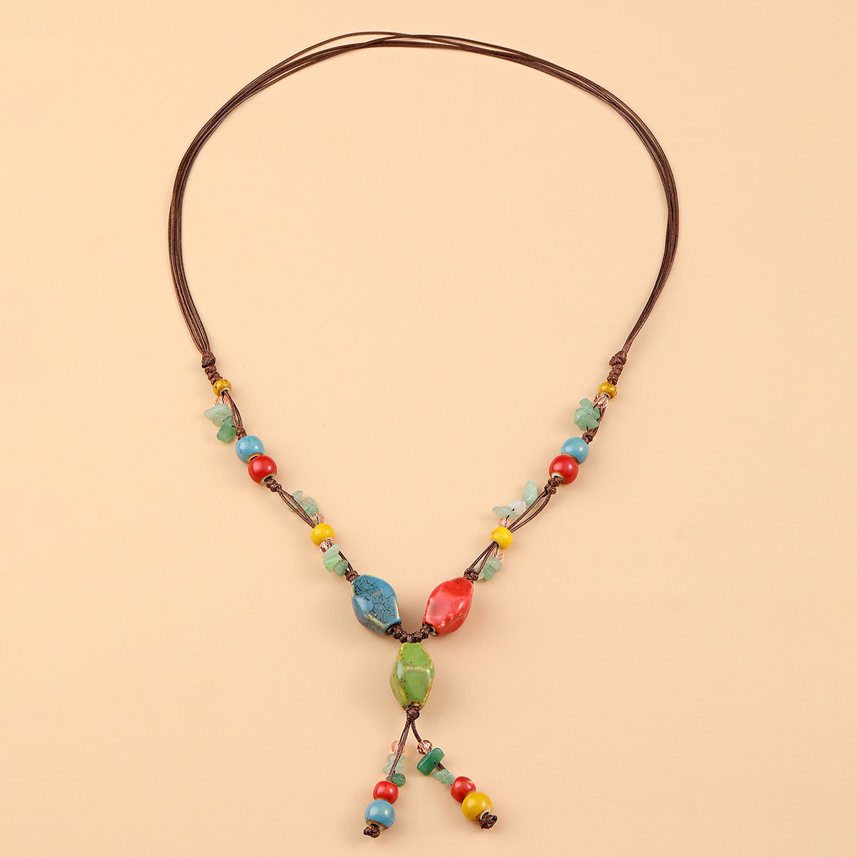 Fashion Beaded Ceramic Beads Bohemian Gravel Color Necklaces