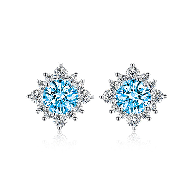 Women's Moissanite Sun Flower Ear Fashion Colored Earrings