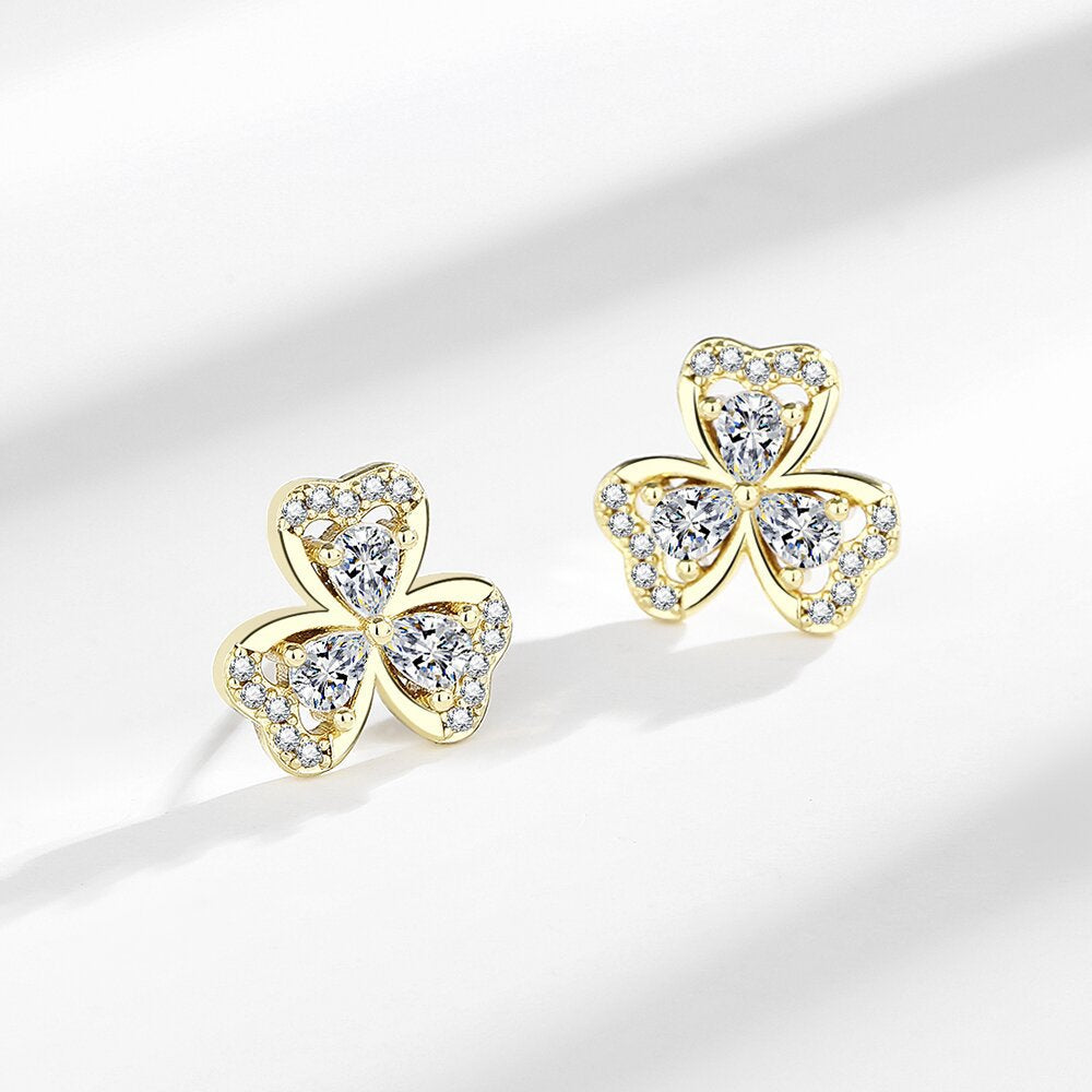 Women's Simple Graceful Love Metal Inlaid Zircon Earrings