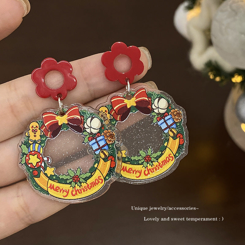 Weihnachts-Elch-Mond-Temperament-rote Nischen-Ohrringe für Damen