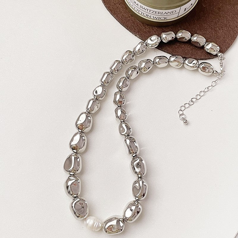 Colliers de perles irréguliers spéciaux en argent de mode de personnalité à la mode