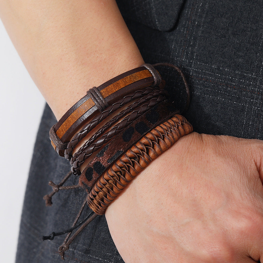 Damen & Herren & Ornament Einfache handgefertigte Vintage-Armbänder aus Rindsleder
