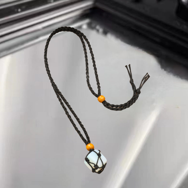 Colliers en maille avec pendentif en pierre naturelle irrégulière, particules