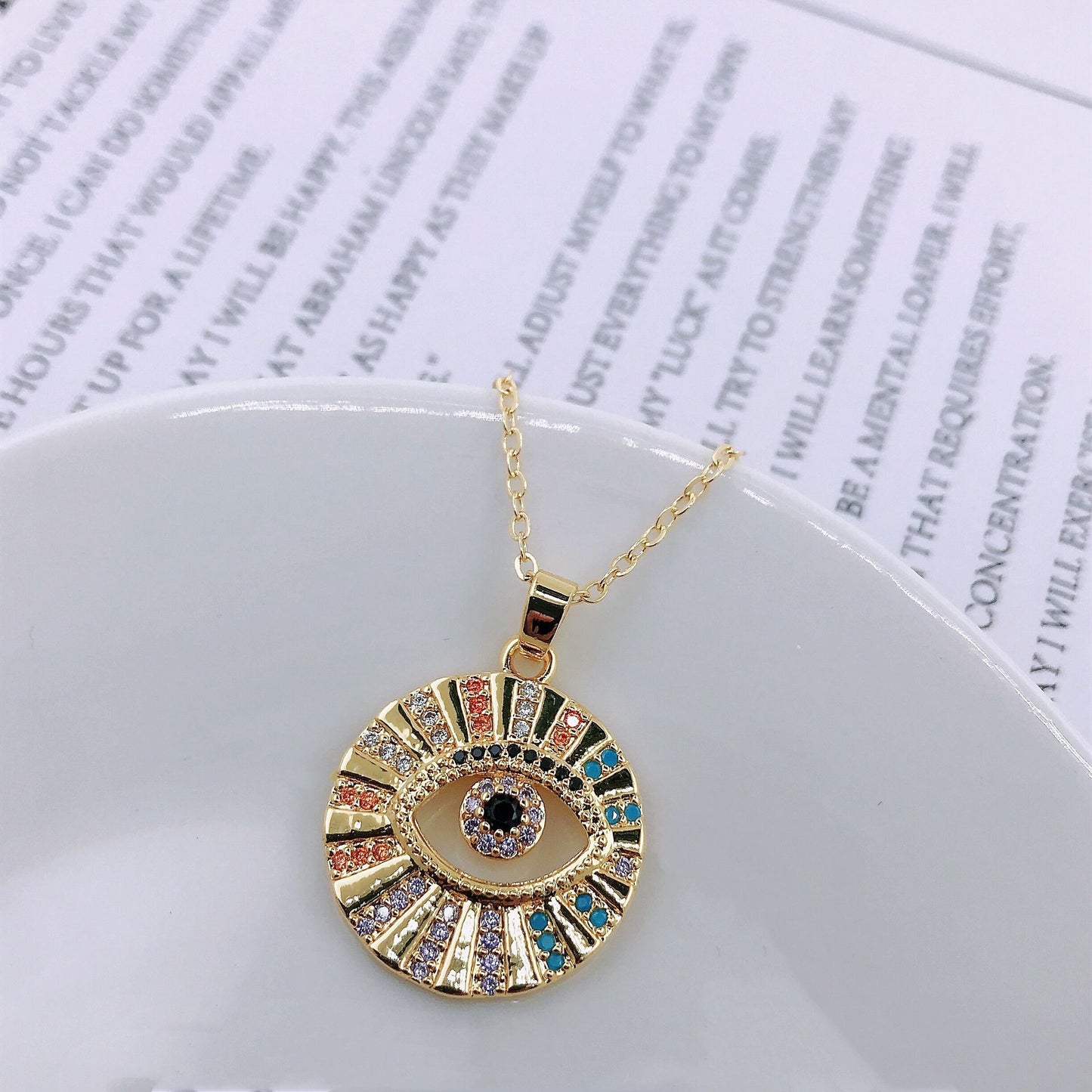 Accessoires de niche œil de Dieu, colliers en Zircon colorés