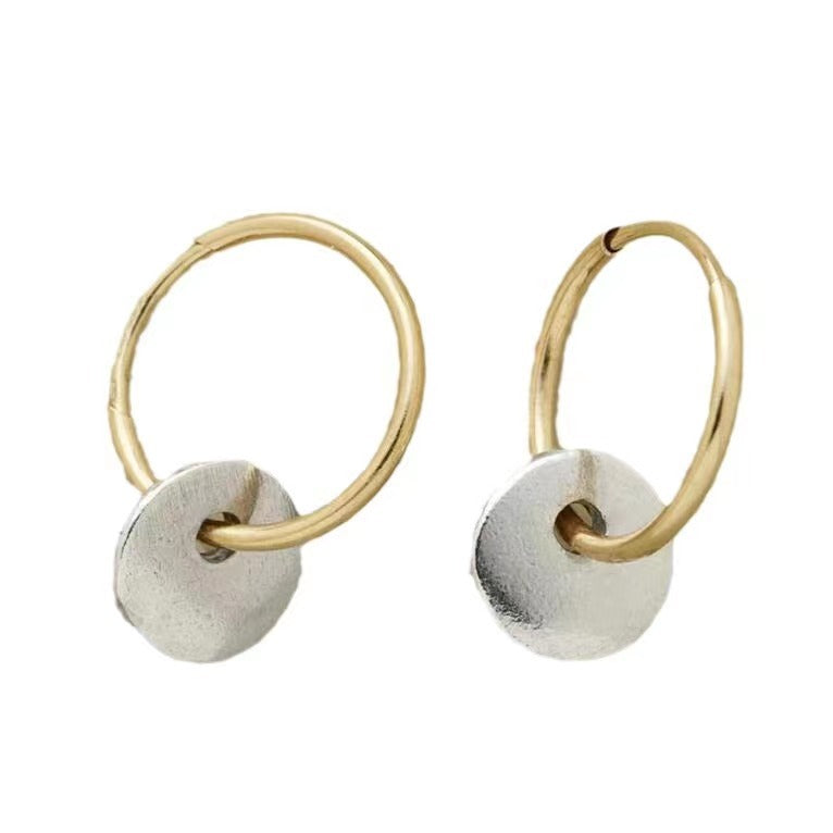 Comfortable Fashion Simple Circle Two-color Electroplated Earrings