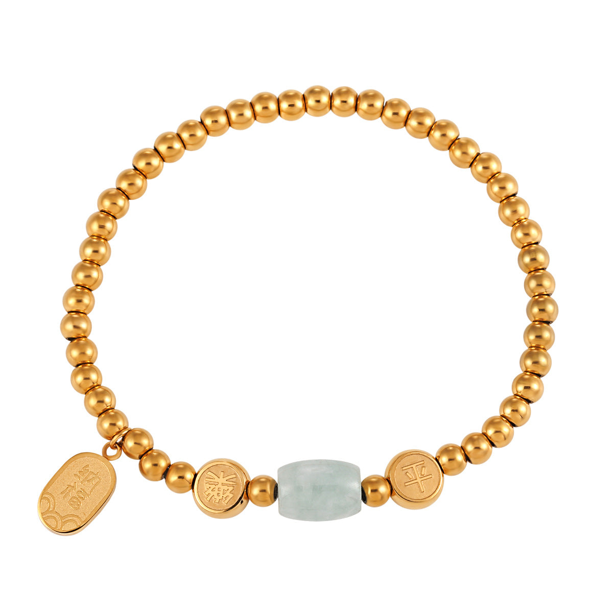 Ethnic Style Simple Natural Jade Elastic String Female Unique Gold-plated Bracelet