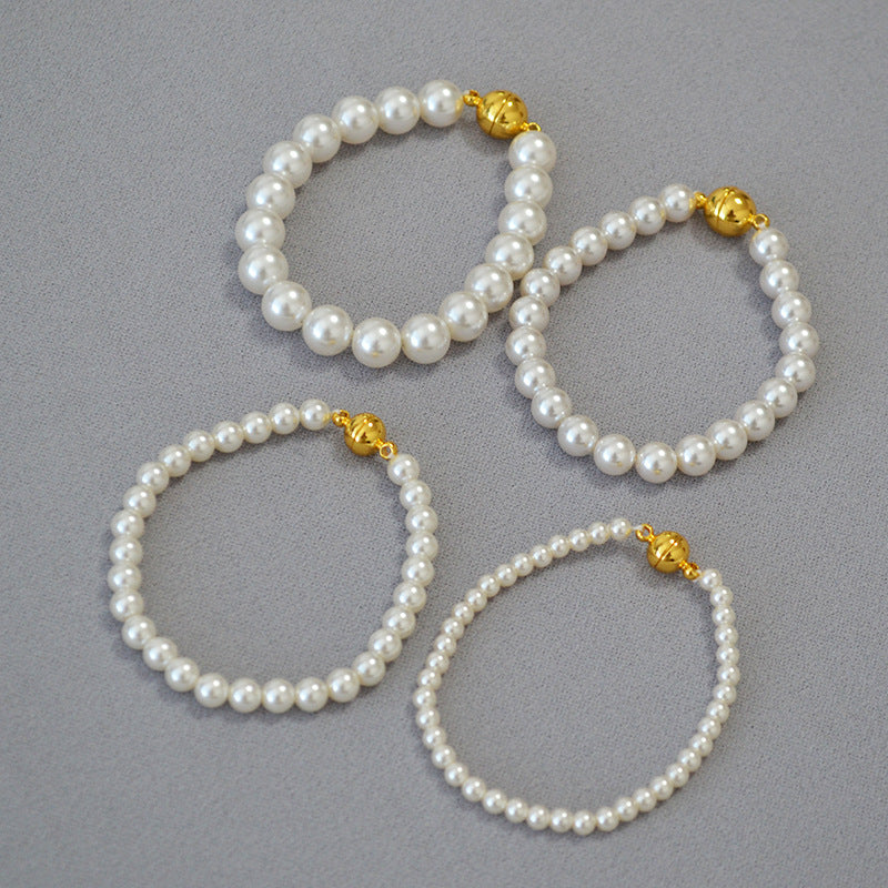 Colliers de pull à boucle magnétique pour femmes, à reflets circulaires, Imitation de perles