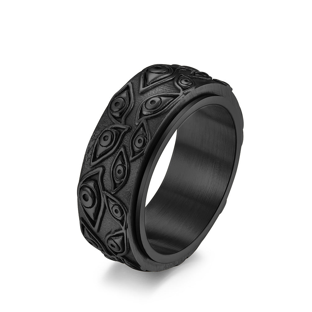 Men's Eye Titanium Steel Rotatable Retro Style Decompression Rings