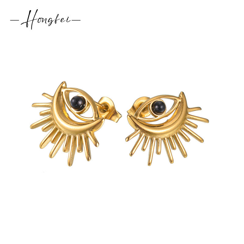 Boucles d'oreilles maléfiques simples en acier inoxydable rétro français
