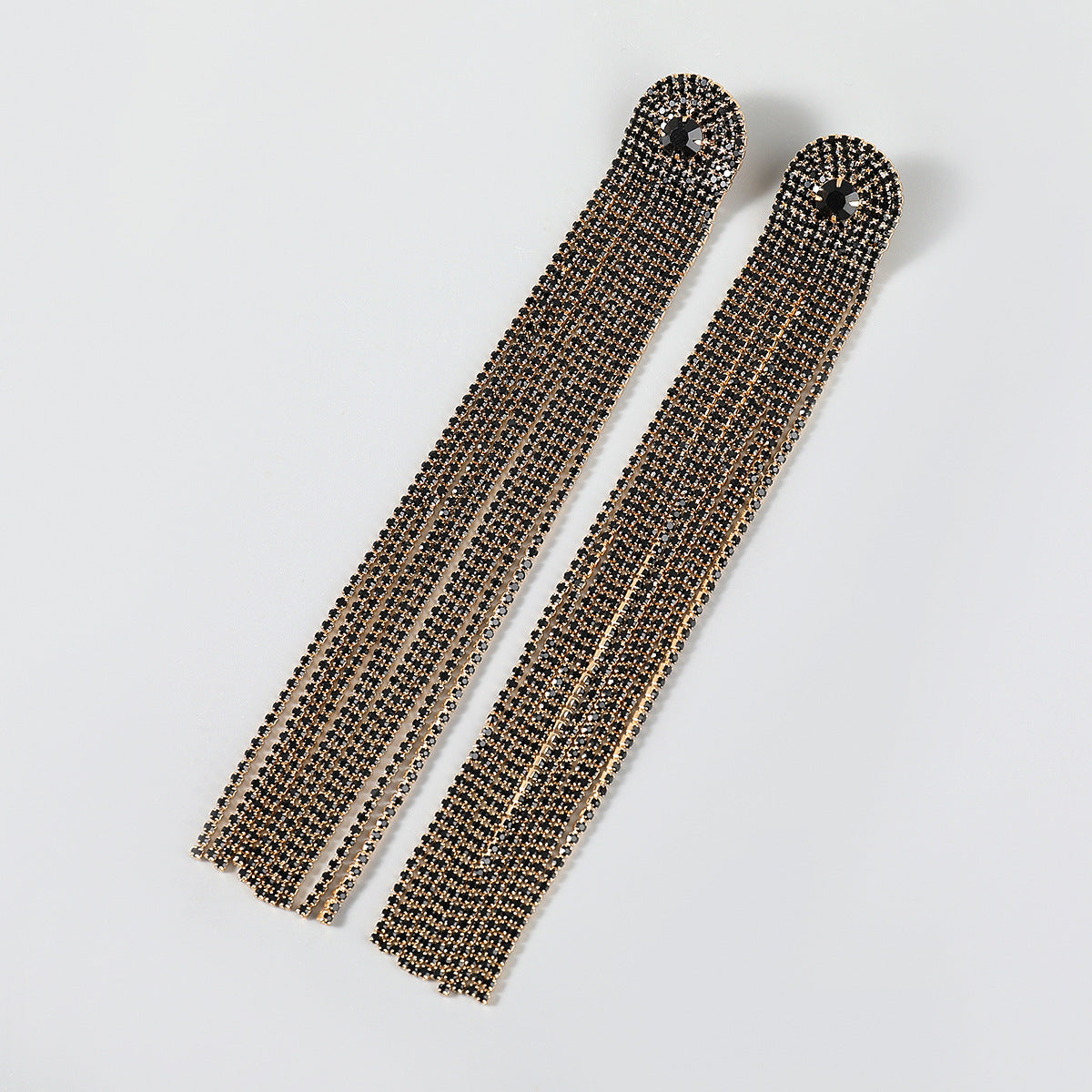 Alloy Diamond Rhinestone Long Fringe Trendy Earrings