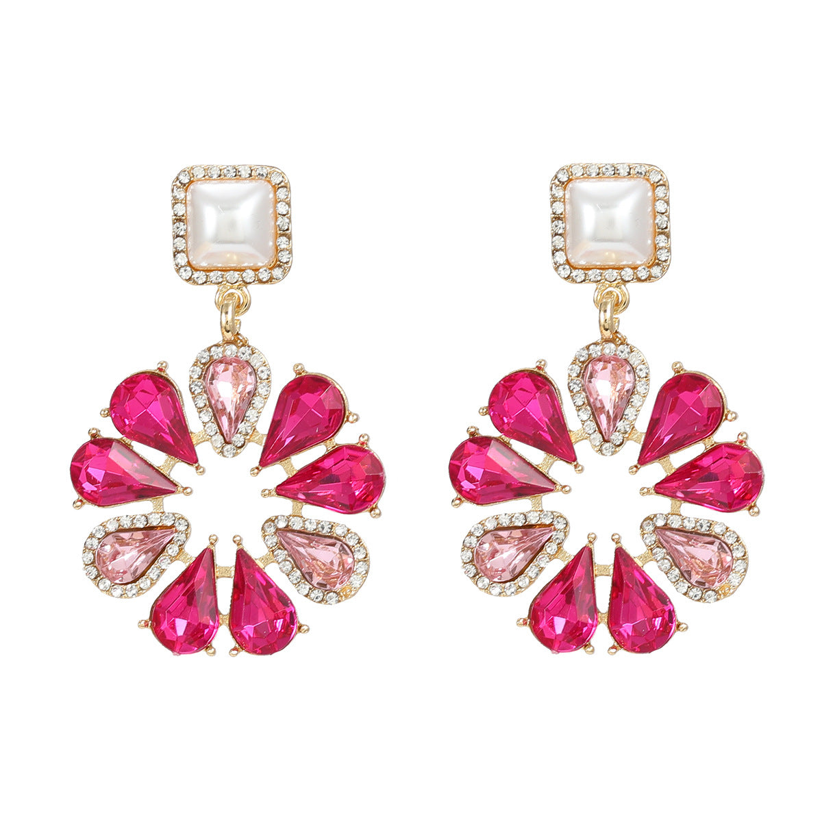 Women's Stylish Colored Diamond Round Alloy Full Earrings
