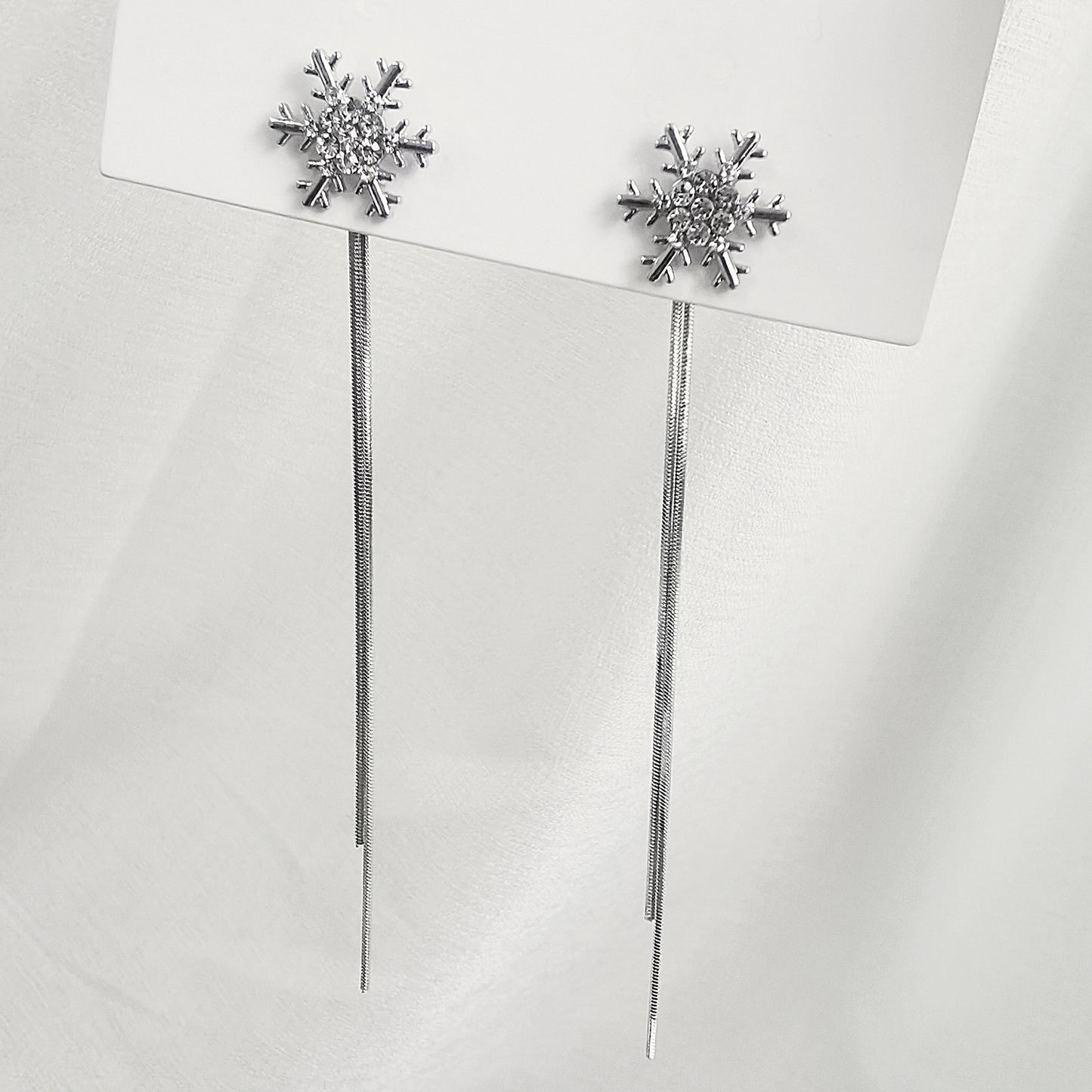 Sier Snowflake Tassel Temperament Wild Sweet Earrings