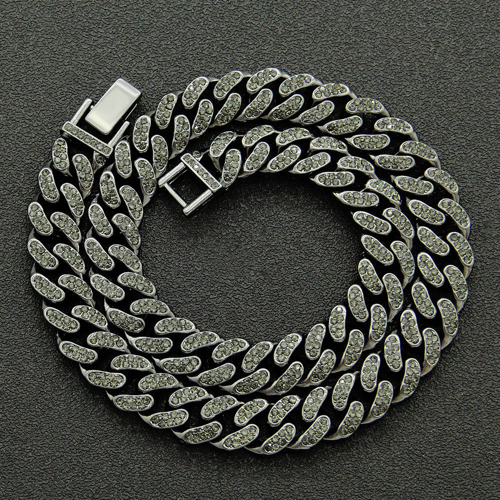 Colliers de chaîne à maillons cubains pleins de diamants Hip Hop pour hommes