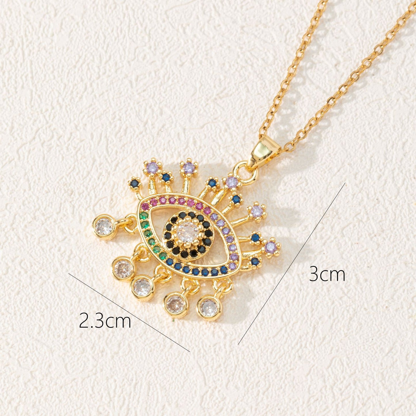 Style Fashion Dripping Zircon Eye Pendant Necklaces