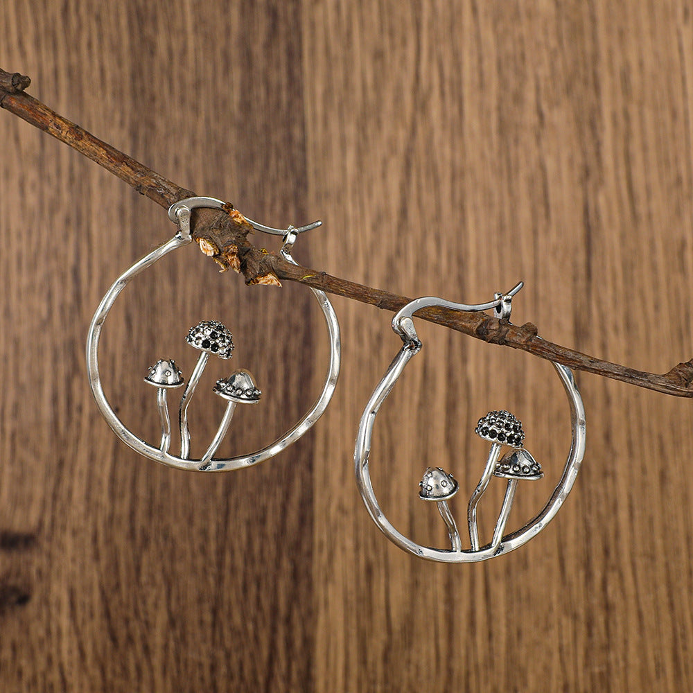 Women's Vintage Ancient Sier Tree Branch Carved Earrings