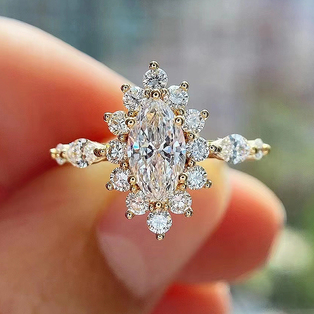 Women's Super Flash Horse Eye Zircon High-grade Rings