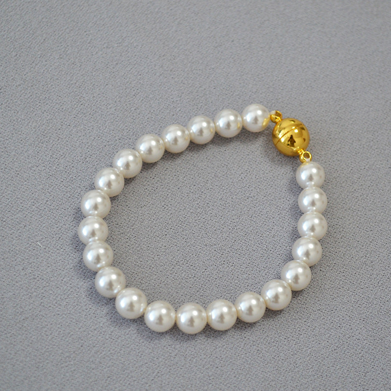 Colliers de pull à boucle magnétique pour femmes, à reflets circulaires, Imitation de perles