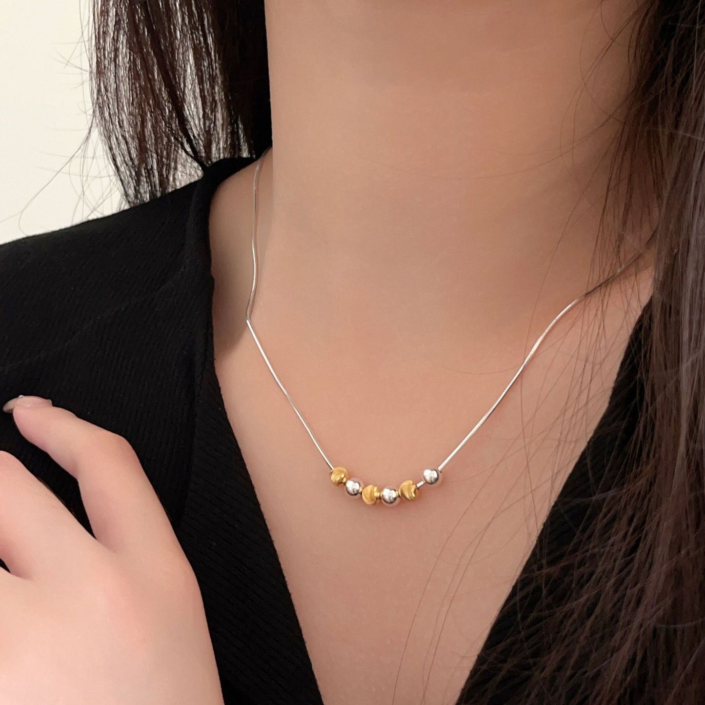 Colliers de perles simples en argent sterling avec petites perles