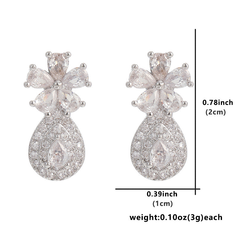 Women's Rhinestone Zircon For Design Floral High-grade Temperament Earrings
