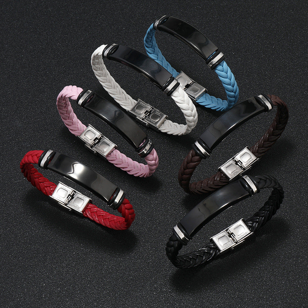 Men's Woven Jewelry Stainless Steel Simple Glossy Bracelets