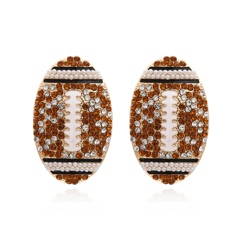 Women's Alloy Diamond Rugby Retro Geometric Pearl Earrings