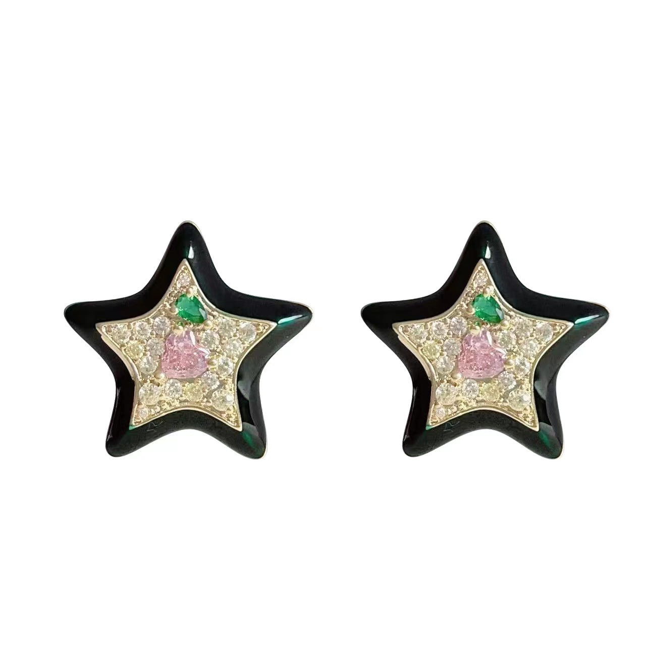 Affordable Luxury Style Graceful Green Dripping Super Flash Color Earrings