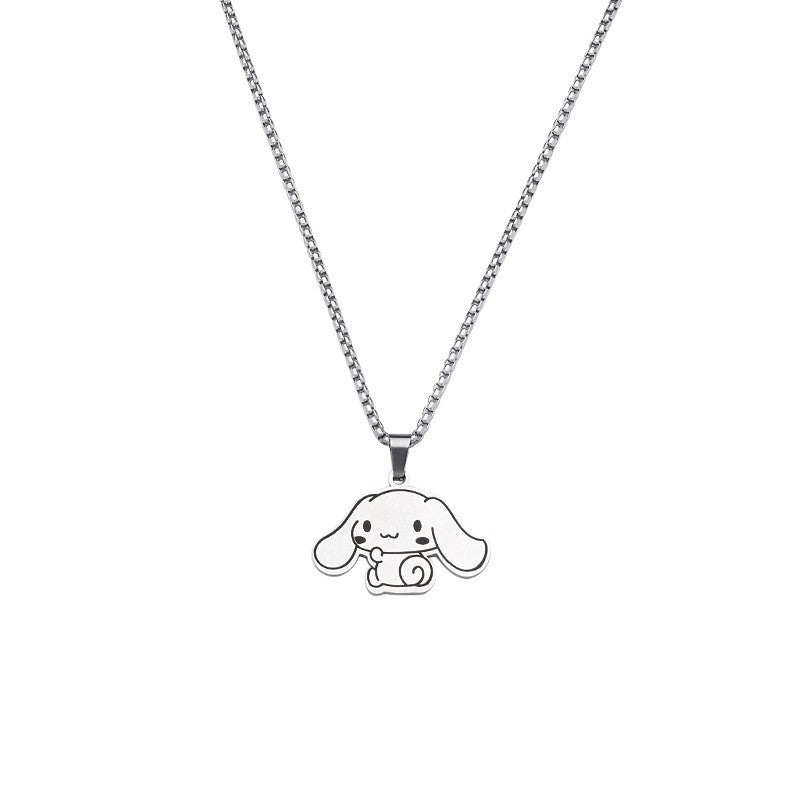 Dessin animé pendentif mignon coeur Couple grandes oreilles chiot colliers