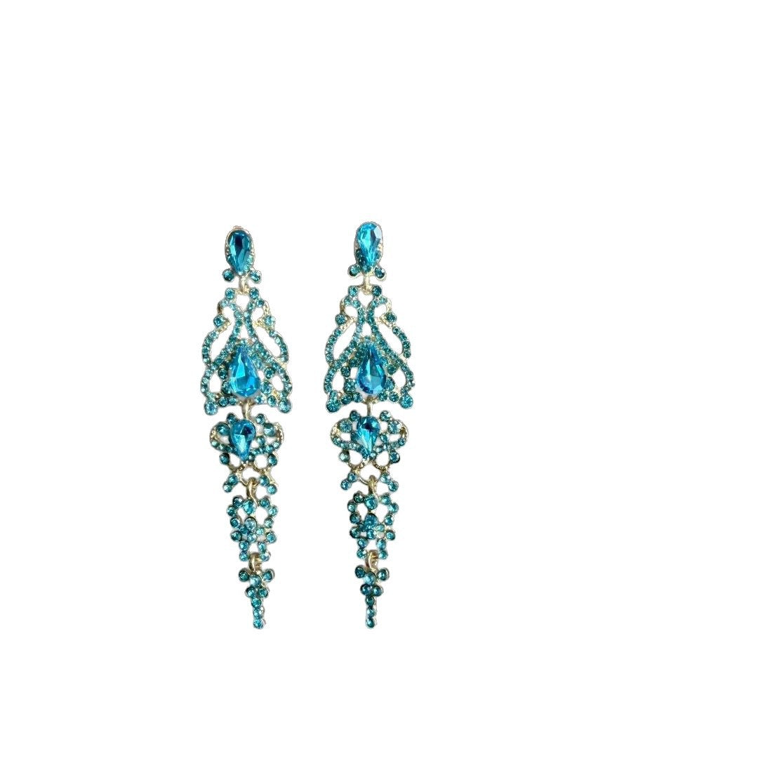 Woven Seaside Holiday Zircon Long Fringe Female Atmosphere Stud Earrings
