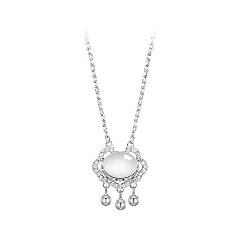 Lock Light Luxus-Minority-Halsketten mit weißer Chalcedon-Langlebigkeitspulloverkette