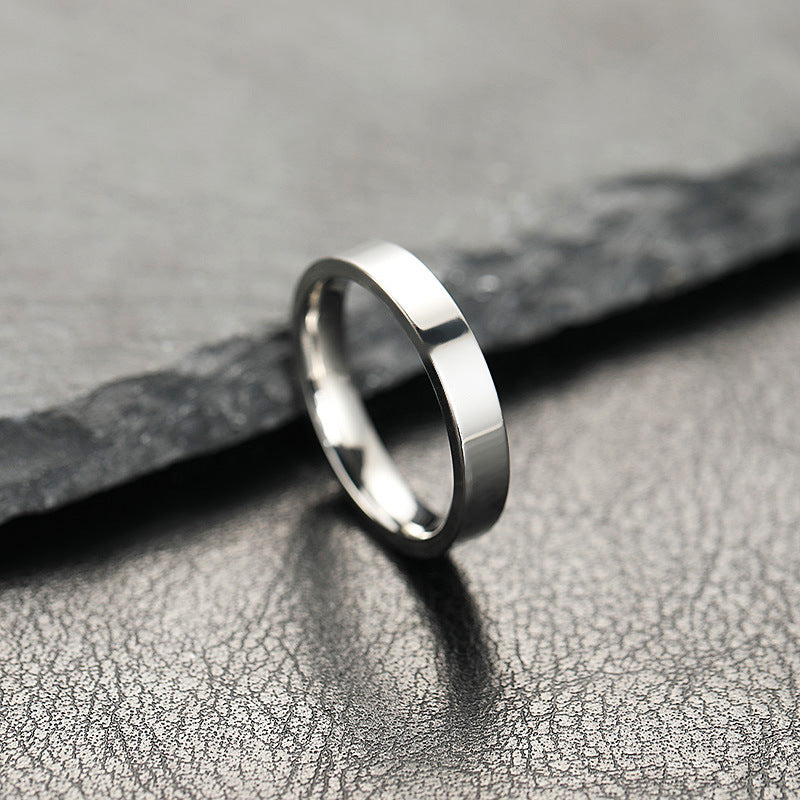 Titanium Steel Design Bright Surface Simple Stainless Rings