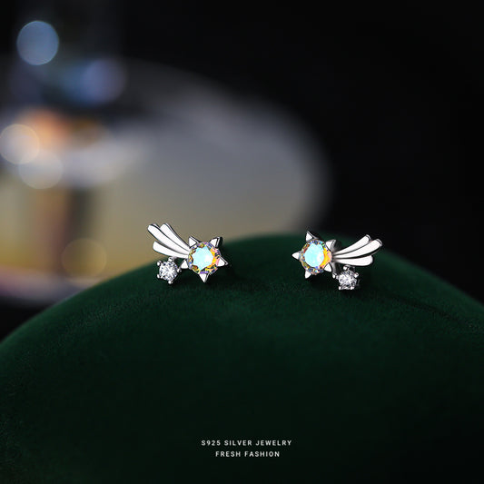 Women's Sterling Sier Color Rhinestone Pentagram Super Earrings