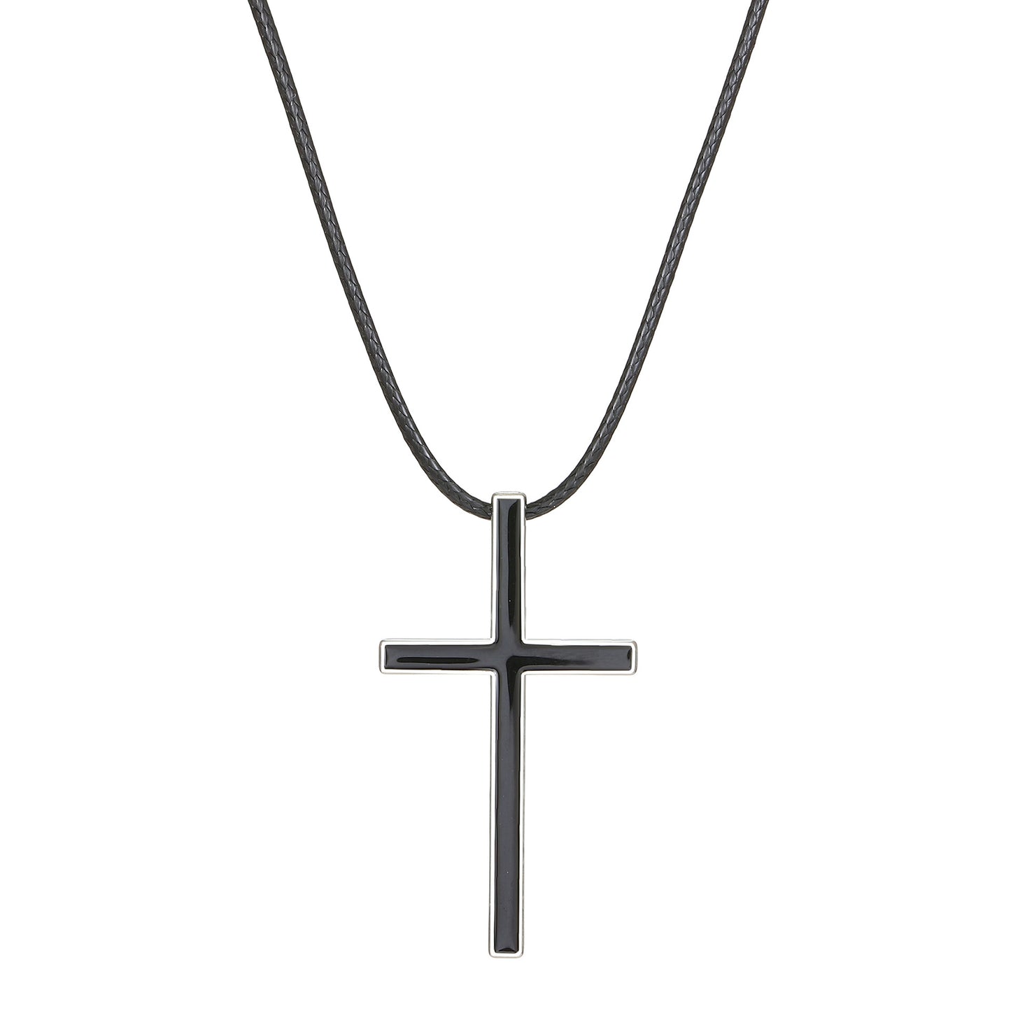 Women's & Men's & Simple Leather Rope Chain Oil Dripping Black Steel Edge Necklaces