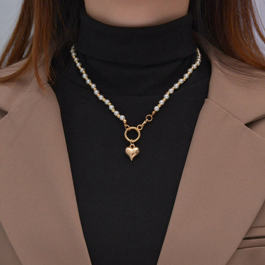 Colliers simples avec pendentif coeur de pêche en alliage à la mode