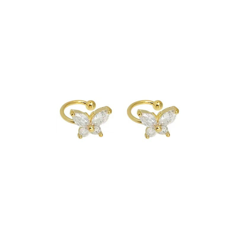 Refined Zircon Butterfly Female Light Luxury Minority Ear Clip