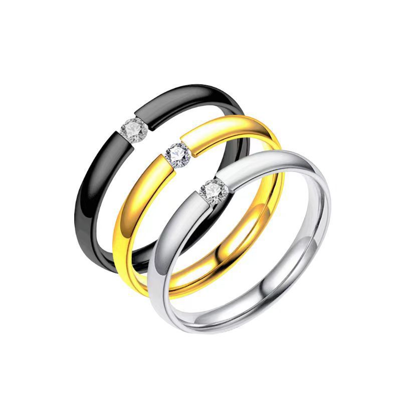 Titanium Steel Female Niche Senior Diamond Simple Cold Style Rings