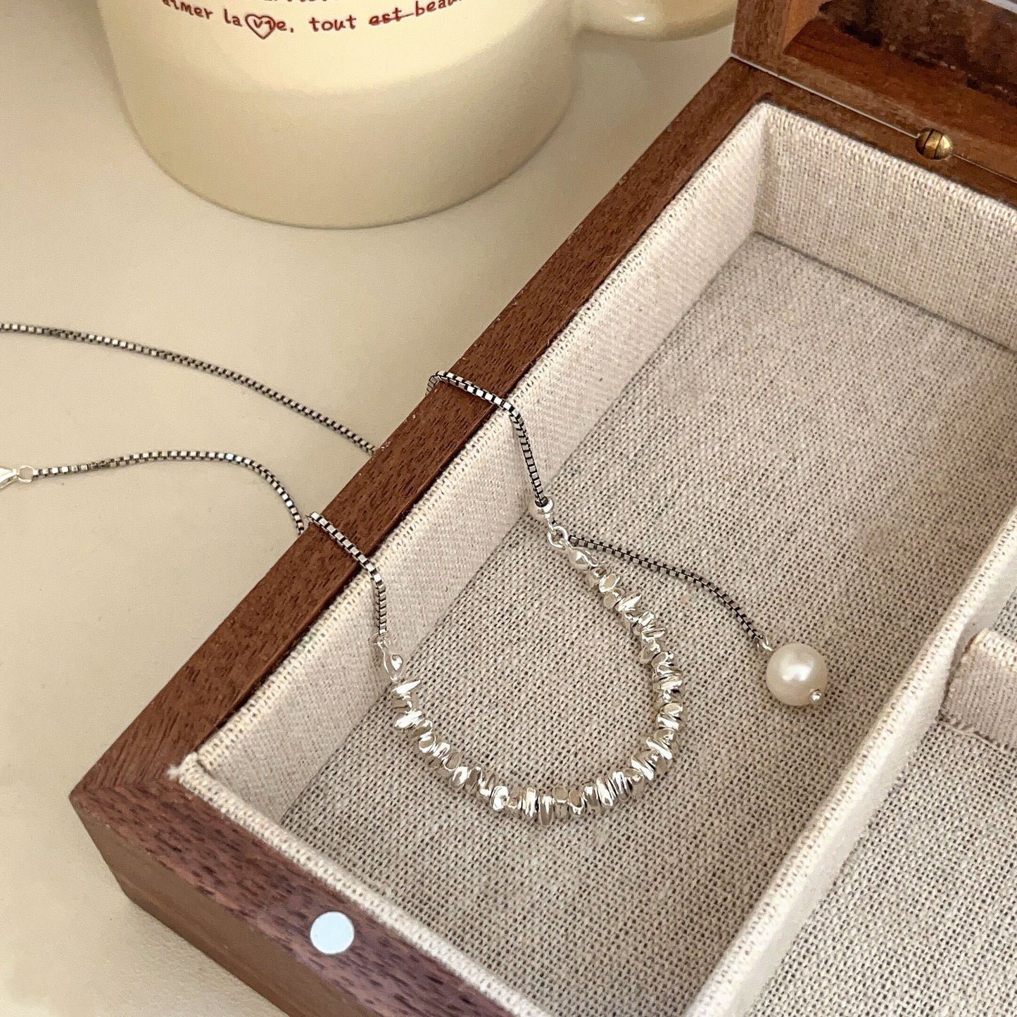 Sterling Pearl Small Pieces Of Design Clavicle Chain Necklaces