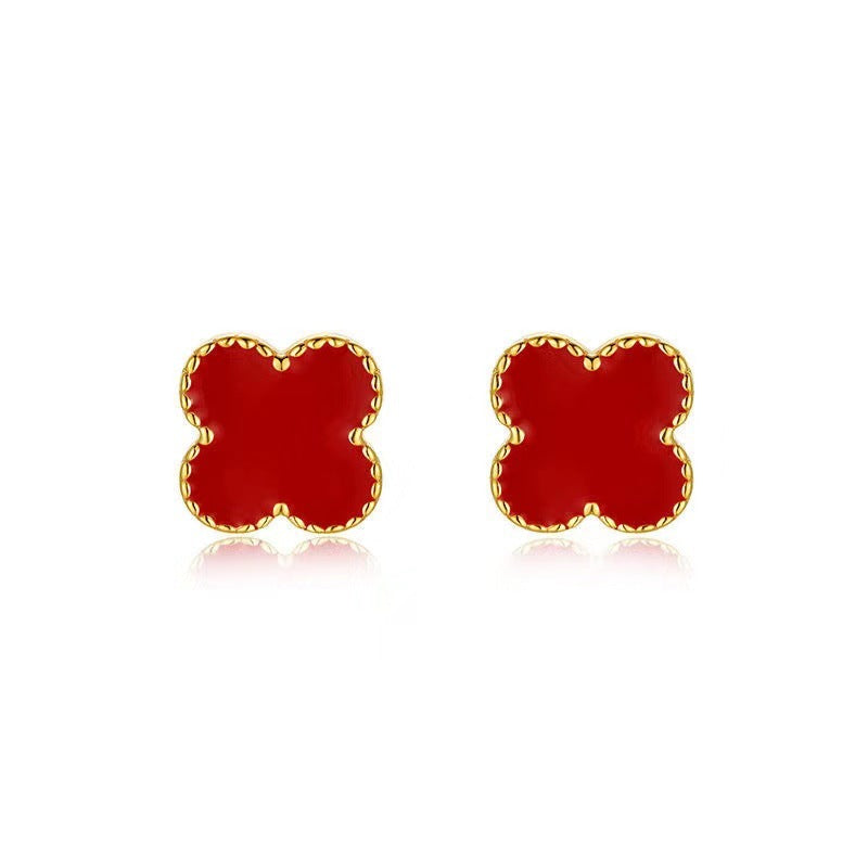 Four Leaf Clover Ear Elegant Sapphire Earrings