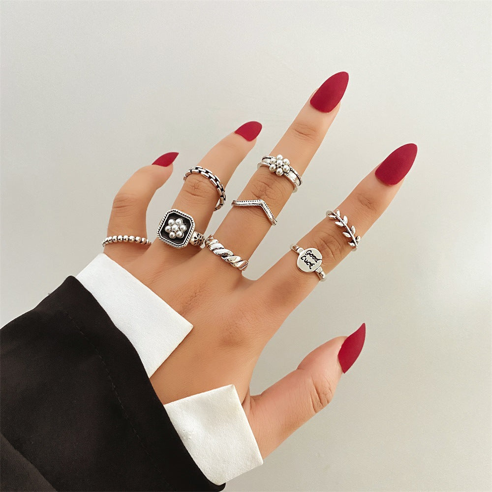 Jewelry Knuckle Retro Exaggerated Gem Combination Rings