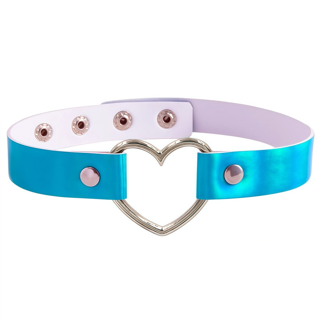 Laser Peach Heart-shaped Luminous Neckband Clavicle Necklace